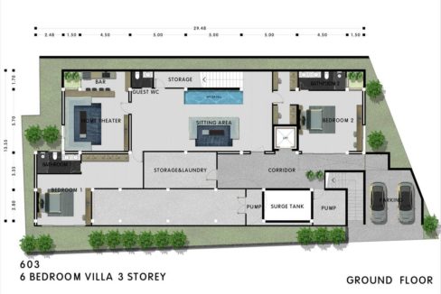 61 6-Bedroom villa floorplan (Ground floor)