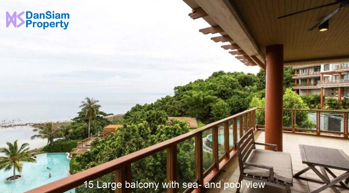 15 Large balcony with sea- and pool view