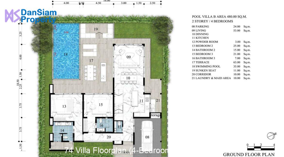 74 Villa Floorplan (4-Bedroom Groundfloor)